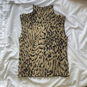 Leopard Print Pleated Tank